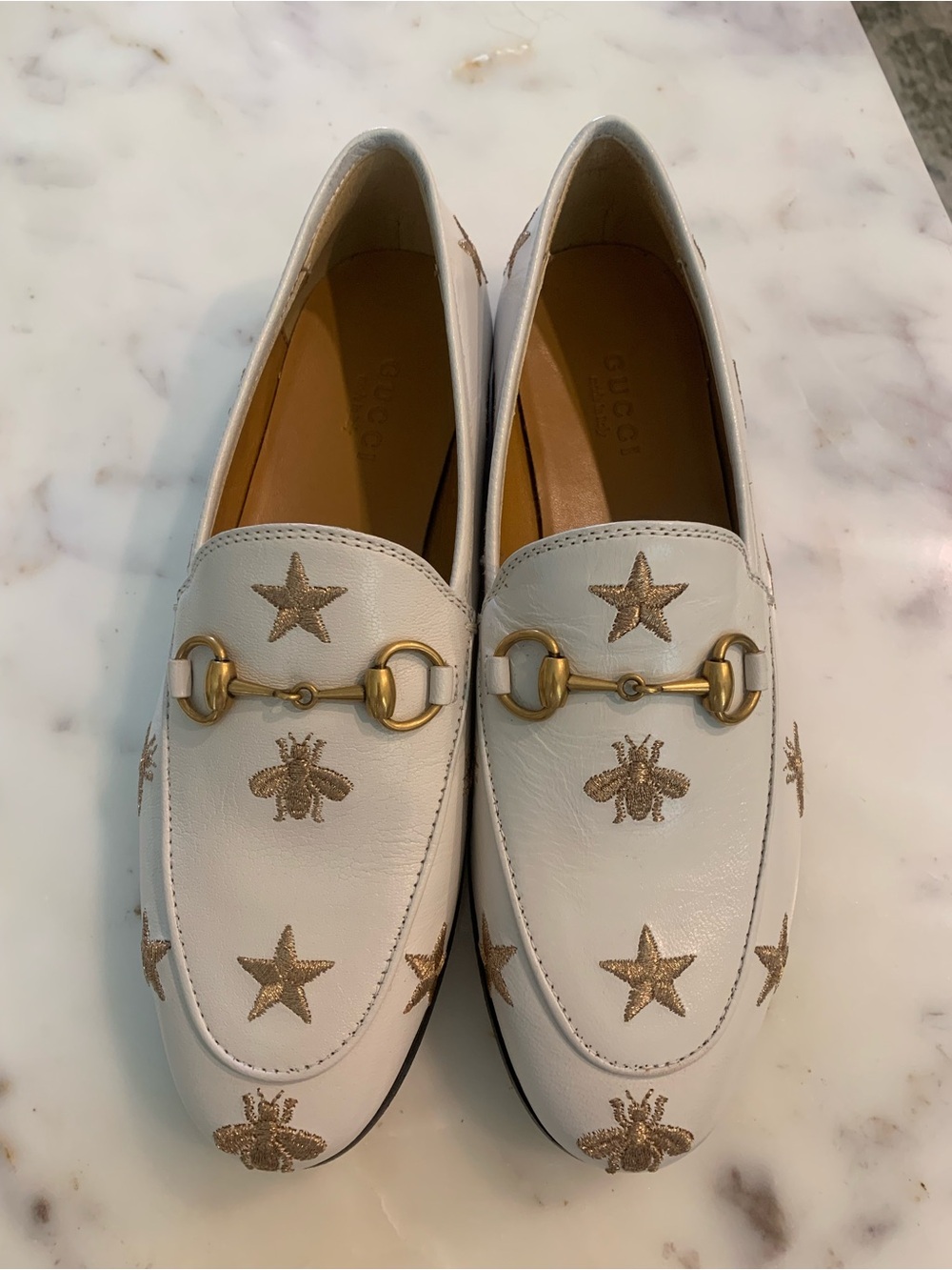 New Authentic Gucci Jordaan Embroidered Bee Loafers. Size 35